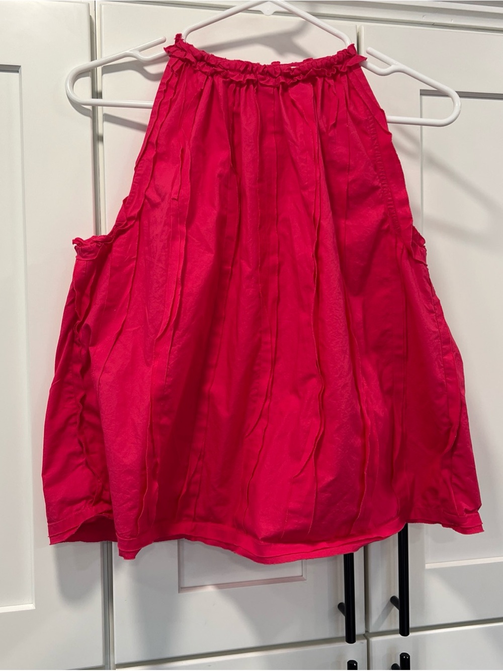 Ulla Johnson Bright Pink Sleeveless Halter Neck Blouse Size 2 Ruffle Feminine